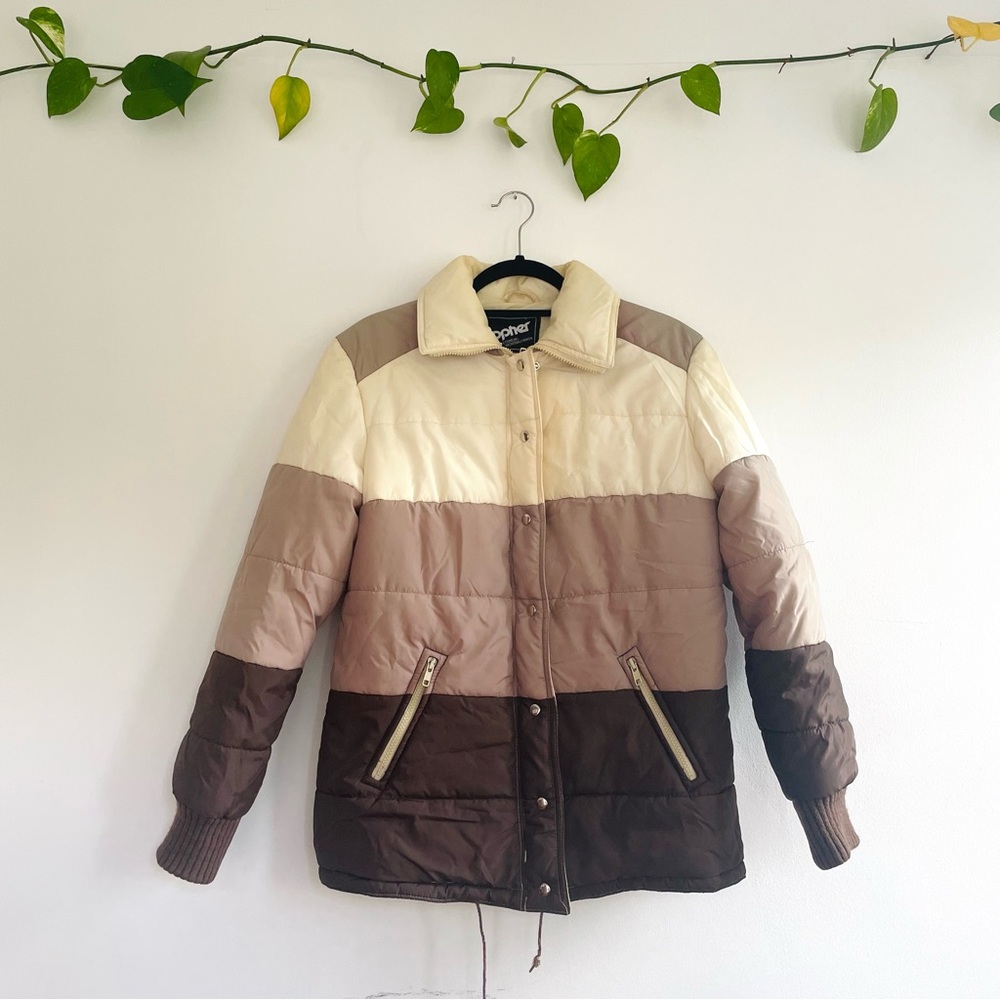 Vintage colour block Puffer